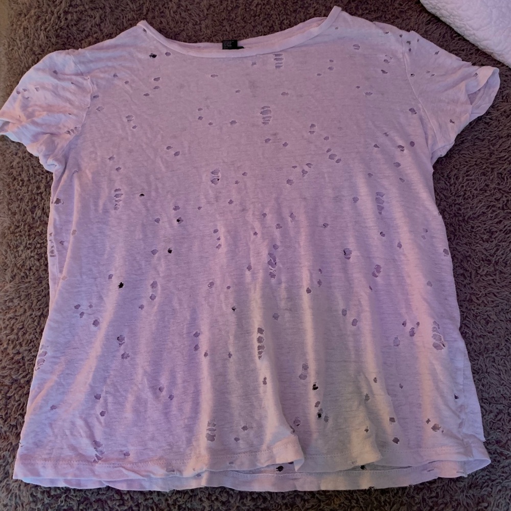 distressed white tee